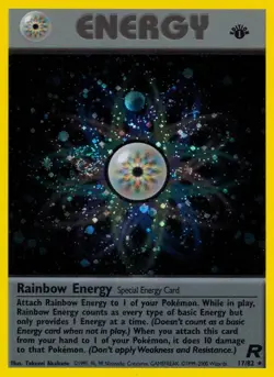 Rainbow Energy - 17/82 - Pokemon Team Rocket 1st Edition Holo Rare Card WOTC MP - Image 1