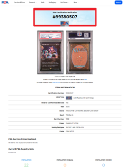 2024 MTG Magic the Gathering Secret Lair Drop Foil #1592 Diabolic Tutor PSA 10 - Image 3