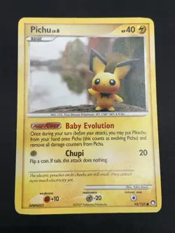 Pichu Lv.6 93/123 Mysterious Treasures 2007 Pokemon TCG Common LP - Image 1
