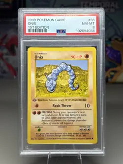 Pokemon PSA 8 Onix 1st Edition Shadowless Base Set 56/102 WOTC 1999 Graded TCG - Image 1