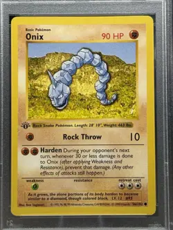 Pokemon PSA 8 Onix 1st Edition Shadowless Base Set 56/102 WOTC 1999 Graded TCG - Image 4