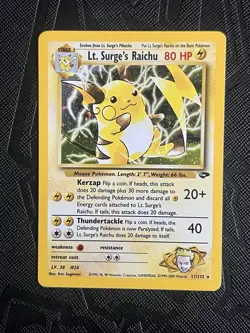 Pokemon TCG Lt. Surge's Raichu 11/132 Gym Challenge Holo (English) - LP - Image 3