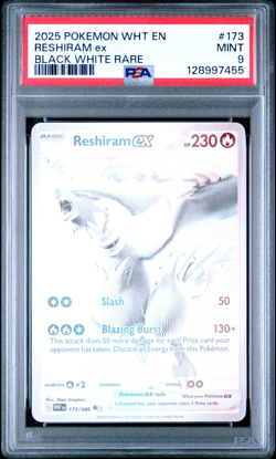 PSA 9 Pokemon Reshiram ex 173/086 Sv: White Flare Holo #173 - Image 1
