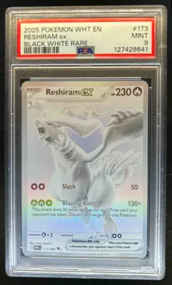 2025 Pokemon SV White Flare Reshiram ex Black and Rare #173/086 PSA 9 - Image 1
