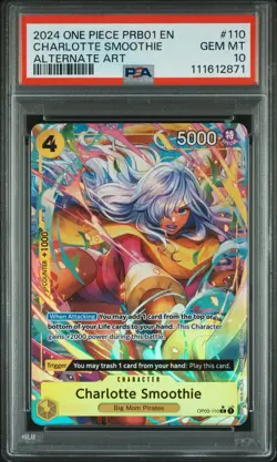 2024 One Piece (PRB-01) Charlotte Smoothie Alternate Art OP03-110 PSA 10 - Image 1