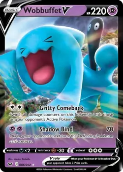 Wobbuffet V - 086/202 - Pokemon Sword & Shield Base Set Ultra Rare Card NM - Image 1