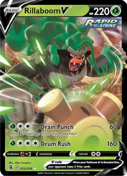 Rillaboom V - 022/264 - Pokemon Fusion Strike Sword & Shield Ultra Rare Card NM - Image 1