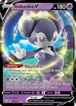 Indeedee V - 039/072 - Pokemon Shining Fates Sword & Shield Ultra Rare Card NM - Image 1