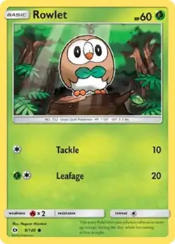 Rowlet - 9/149 - Pokemon Sun & Moon Base Set Holo Promo Card NM - Image 1