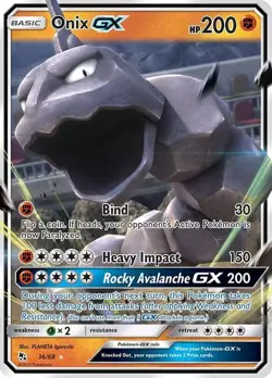 Onix GX - 36/68 - Pokemon Hidden Fates Sun & Moon Ultra Rare Card NM - Image 1