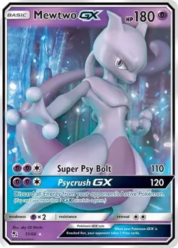 Mewtwo GX - 31/68 - Pokemon Hidden Fates Sun & Moon Ultra Rare Card MP - Image 1