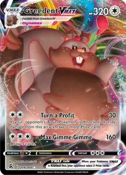 Greedent VMAX - 218/264 - Pokemon Fusion Strike Sword Shield Ultra Rare Card NM - Image 1