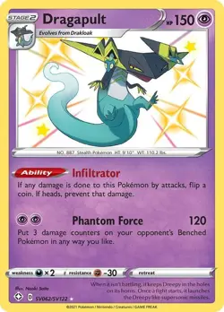 Dragapult - SV062/SV122 - Pokemon Shining Fates Sword Shield Shiny Rare Card NM - Image 1