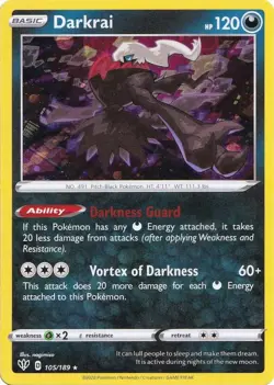 Darkrai - 105/189 - Pokemon Darkness Ablaze Sword Shield Cosmos Holo Card NM - Image 1