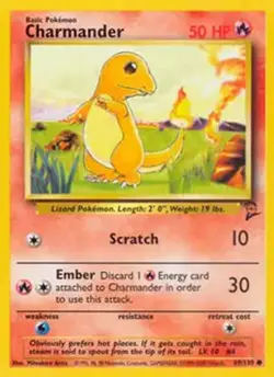 Charmander - 69/130 - Pokemon Base Set 2 Card WOTC HP - Image 1