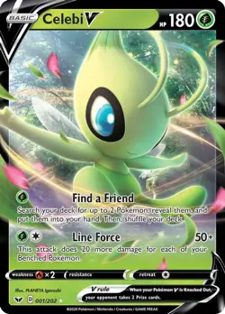 Celebi V - 001/202 - Pokemon Sword & Shield Base Set Ultra Rare Card NM - Image 1