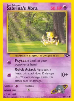 Sabrina's Abra - 94/132 - Pokemon Gym Challenge Unlimited Card WOTC LP - Image 1