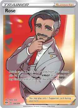 Rose - 189/189 - Pokemon Darkness Ablaze Sword & Shield Full Art Rare Card NM - Image 1