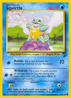 Squirtle - 93/130 - Pokemon Base Set 2 Card WOTC NM - Image 1