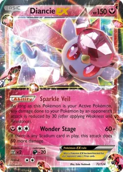 Diancie EX - 72/124 - Pokemon Fates Collide XY Ultra Rare Card MP - Image 1