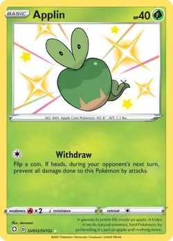 Applin - SV012/SV122 - Pokemon Shining Fates Sword Shield Shiny Rare Card NM - Image 1