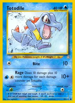 Totodile - 80/111 - Pokemon Neo Genesis Unlimited Card WOTC LP - Image 1