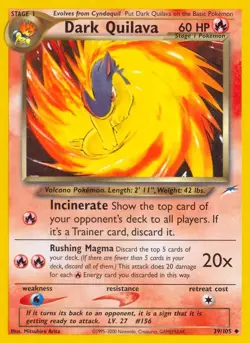 Dark Quilava - 39/105 - Pokemon Neo Destiny Unlimited Rare Card WOTC LP - Image 1