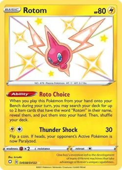 Rotom - SV038/SV122 - Pokemon Shining Fates Sword Shield Shiny Rare Card NM - Image 1
