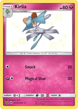 Kirlia - SV35/SV94 - Pokemon Hidden Fates Sun & Moon Shiny Rare Card NM - Image 1