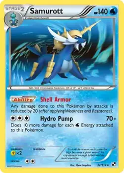 Samurott - 32/114 - Pokemon Black and White Holo Rare Card NM - Image 1