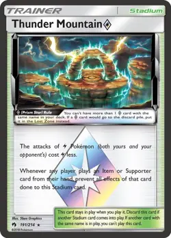 Thunder Mountain Prism Star - 191/214 - Pokemon Lost Thunder Sun & Moon Card NM - Image 1