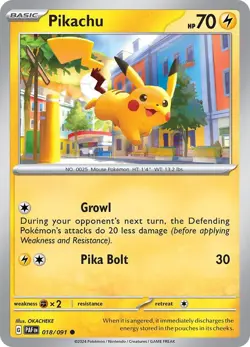 Pikachu - 018/091 - Pokemon Paldean Fates Non-Holo Rare Card NM - Image 1