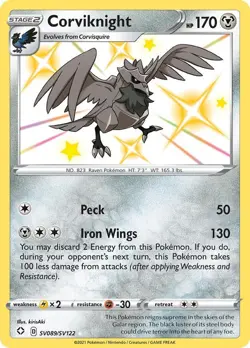 Corviknight - SV089/SV122 - Pokemon Shining Fates Sword Shield Shiny Rare HP - Image 1