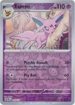 Espeon - 033/131 - Pokemon Prismatic Evolutions Reverse Holo Rare NM - Image 1