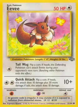 Eevee - 51/64 - Pokemon Jungle Unlimited Card WOTC HP - Image 1
