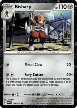 Bisharp - 149/197 - Pokemon Obsidian Flames Cosmos Holo Rare Card NM - Image 1