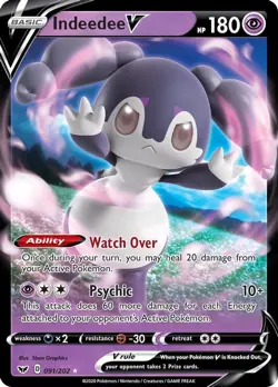 Indeedee V - 091/202 - Pokemon Sword & Shield Base Set Ultra Rare Card NM - Image 1