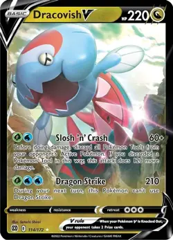 Dracovish V - 114/172 - Pokemon Brilliant Stars Sword & Shield Rare Card NM - Image 1