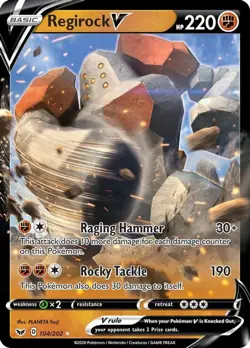 Regirock V - 104/202 - Pokemon Sword & Shield Base Set Ultra Rare Card NM - Image 1
