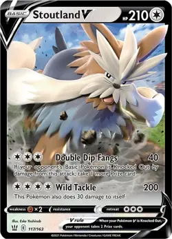Stoutland V - 117/163 - Pokemon Battle Styles Sword & Shield Ultra Rare Card NM - Image 1