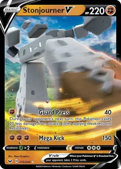 Stonjourner V - 115/202 - Pokemon Sword & Shield Base Set Ultra Rare Card NM - Image 1