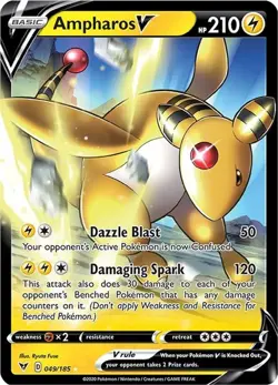 Ampharos V - 049/185 - Pokemon Vivid Voltage Sword & Shield Ultra Rare Card NM - Image 1