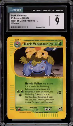 Pokemon Dark Venusaur Best of Game Winner Promo #7 CGC 9 Mint - Image 1