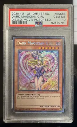 2020 YU-GI-OH! 1st ED. Dark Magician Girl D.S.O.D MOVIE PK.SCRT.ED #ENS56 PSA 10 - Image 1