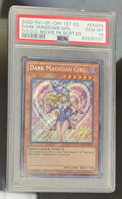 2020 YU-GI-OH! 1st ED. Dark Magician Girl D.S.O.D MOVIE PK.SCRT.ED #ENS56 PSA 10 - Image 4