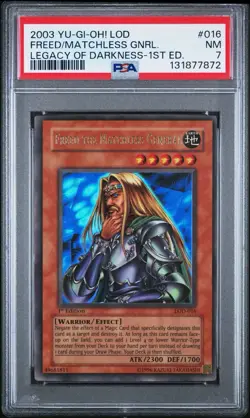 2003 Yu-Gi-Oh! Freed/Matchless General Legacy of Darkness LOD 1st Ed Ultra PSA 7 - Image 1