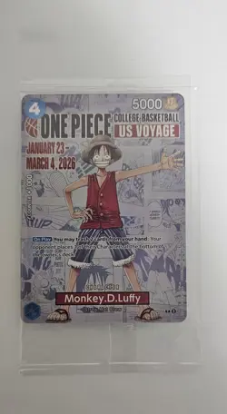 Monkey D Luffy College Basketball Limited Promo One Piece Card - Image 1