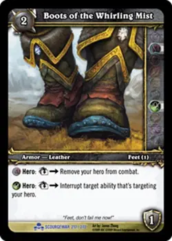 WOW WARCRAFT TCG SCOURGEWAR RARE : BOOTS OF THE WHIRLING MIST X 4 - Image 1