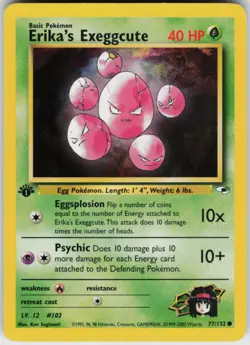 Pokemon TCG Erika's Exeggcute (77) 077/132 Gym Heroes Common card 1st Edition LP - Image 1