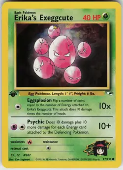 Pokemon TCG Erika's Exeggcute (77) 077/132 Gym Heroes Common card 1st Edition LP - Image 1